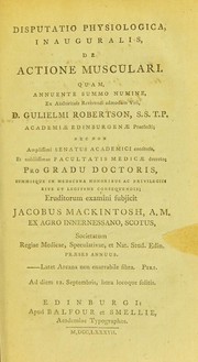 Cover of: Disputatio physiologica, inauguralis, de actione musculari ...