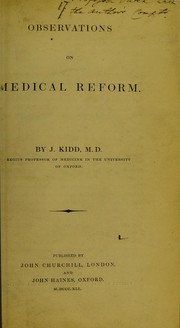 Cover of: Observations on medical reform