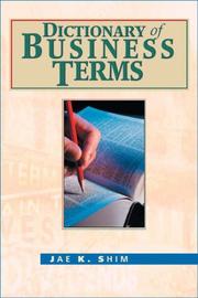 Cover of: Dictionary of Business Terms