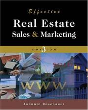 Cover of: Effective Real Estate Sales and Marketing by Johnnie Rosenauer, John D. Mayfield