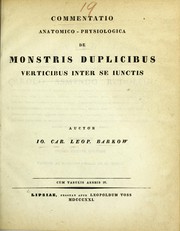 Cover of: Commentatio anatomico-physiologica de monstris duplicibus verticibus inter se iunctis