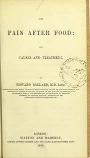 Cover of: On pain after food: its causes and treatment