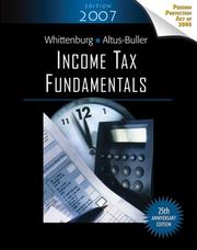 Cover of: Income Tax Fundamentals, 2007 Edition (Income Tax Fundamentals) by Gerald E. Whittenburg, Martha Altus-Buller