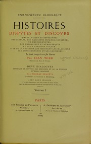 Cover of: Histoires, disputes et discours by Johann Weyer
