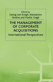 Cover of: The management of corporate acquisitions: international perspectives