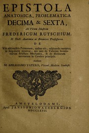 Cover of: Epistola anatomica, problematica, decima et sexta