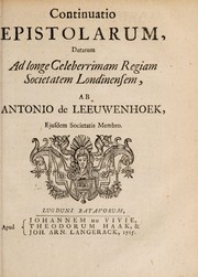 Cover of: Continuatio epistolarum, datarum ad ... Regiam Societatem Londinensem