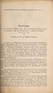 Cover of: Bemerkungen zu Schuhardt's Refarat über "Das Cylinderepithelcarcinom des Magens und des Dickdarmes" ...