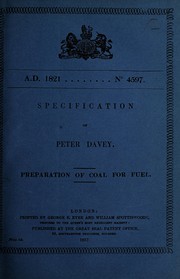 Cover of: Specification of Peter Davey: preparation of coal for fuel