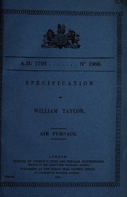 Cover of: Specification of William Taylor: air furnace