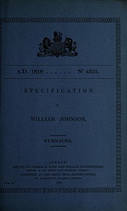 Cover of: Specification of William Johnson: furnaces