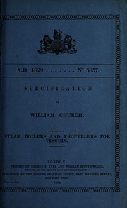 Cover of: Specification of William Church: steam boilers and propellers for vessels