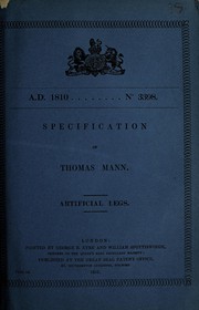 Cover of: Specification of Thomas Mann: artificial legs