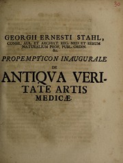 Georgii Ernesti Stahl Propempticon inaugurale de antiqua veritate artis medicae by Georg Ernst Stahl