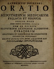 Cover of: Oratio de hypothesium medicarum fallacia et pernicie publice dicta ... MDCCX ... by Lorenz Heister