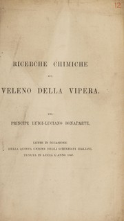 Cover of: Ricerche chimiche sul veleno della vipera