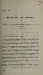 Cover of: Report of Mr Lovick, Assistant Surveyor, on flushing operations: 8th February, 1849
