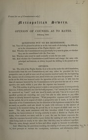 Cover of: Opinion of counsel as to rates by London (England). Metropolitan Commission of Sewers