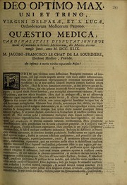 Cover of: Quaestio medica, an infirmis a morbo viribus reparandis pisces?