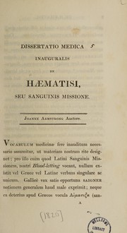 Cover of: Dissertatio medica inauguralis de haematisi, seu sanguinis missione