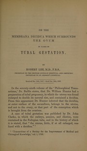 Cover of: On the membrana decidua which surrounds the ovum in cases of tubal gestation