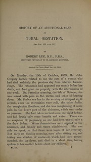 Cover of: History of an additional case of tubal gestation