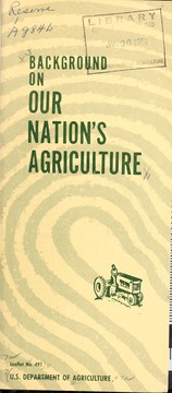 Cover of: Background on our nation's agriculture