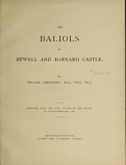 Cover of: The Baliols of Bywell and Barnard castle ...