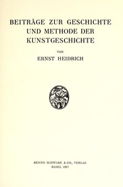 Cover of: Beiträge zur Geschichte und Methode der Kunstgeschichte