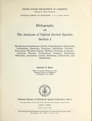 Cover of: Bibliography on the analyses of optical atomic spectra