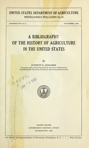 Cover of: A bibliography of the history of agriculture in the United States