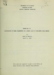 Cover of: Calculation of order parameters in a binary alloy by the Monte Carlo method by Lloyd Dudley Fosdick