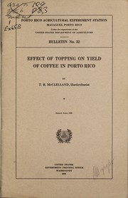 Cover of: Effect of topping on yield of coffee in Porto Rico
