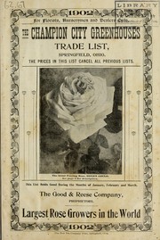 Cover of: 1902 trade list by Champion City Greenhouses (Springfield, Ohio)