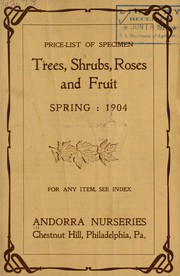 Cover of: Price list of specimen trees, shrubs, roses and fruit: Spring 1904