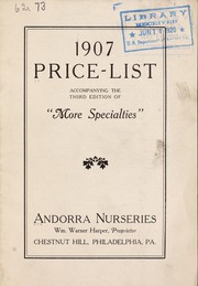 Cover of: 1907 price list: accompanying the third edition of "more specialties"