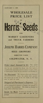 Cover of: Wholesale price list of Harris' seeds for market gardeners and truck farmers