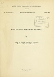 Cover of: A list of American economic histories.