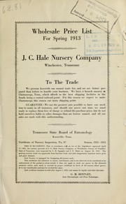 Cover of: Wholesale price list for spring 1913 by J.C. Hale (Firm)