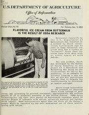 Cover of: Flavorful ice cream from buttermilk is the result of USDA research