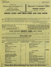 Cover of: Special contract offer order sheet season of 1914: sweet, flint and field corn and vine seeds