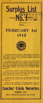 Cover of: Surplus list no. 1: issued February 1st 1915