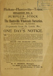 Cover of: Bulletin no. 4 by Huntsville Wholesale Nurseries