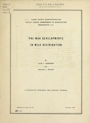 Cover of: Pre-war developments in milk distribution