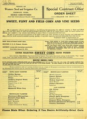 Cover of: Special contract offer order sheet season of 1917 [with new prices]: sweet, flint and field corn and vine seeds