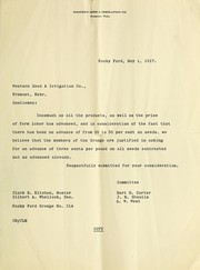 Cover of: [Request for an advance of three cents per pound for all seeds: a letter, dated May 1, 1917, from Rocky Ford Grange, No. 314 to Western Seed and Irrigation Company management]
