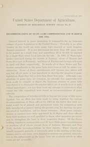 Cover of: Recommendations of state game commissioners and wardens for 1905