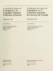 Cover of: A catalog of types of Coleoptera in the Canadian National Collection of Insects. by Canada. Agriculture Canada