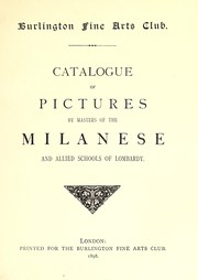 Cover of: Catalogue of pictures by masters of the Milanese and allied schools of Lombardy.
