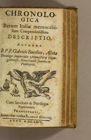 Cover of: Chronologica rerum Italiae memorabilium compendiosissima descriptio by Gabriel Bucelin
